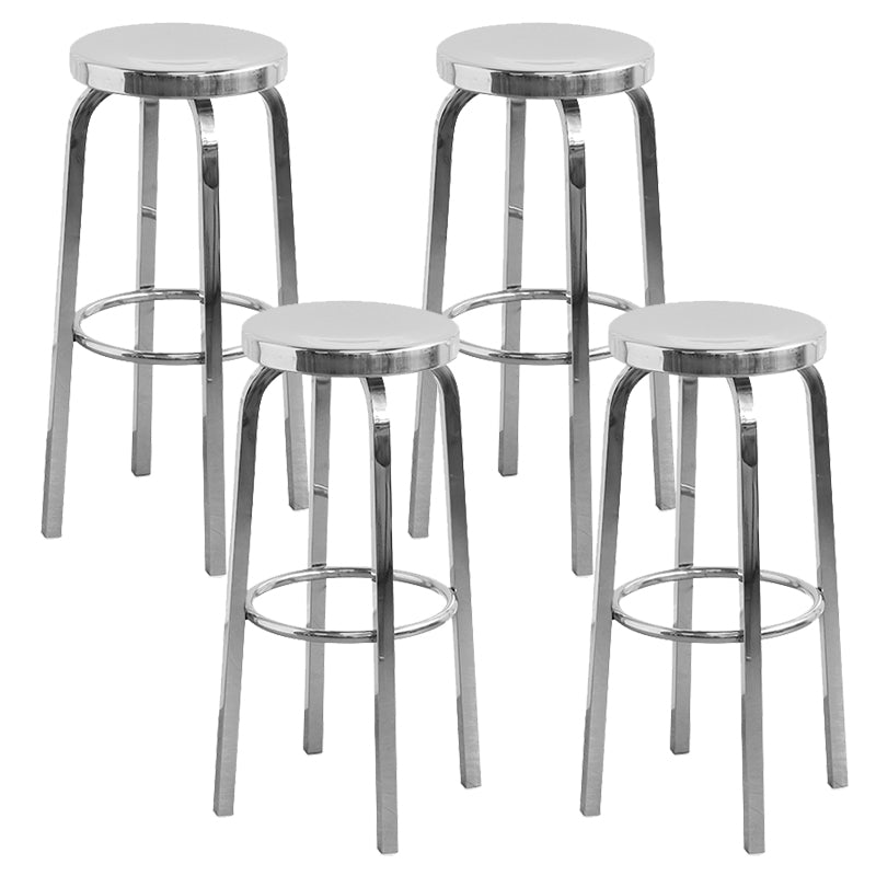 Industrial Stainless Steel Counter Stool Round Backless Bar Stool with Footrest