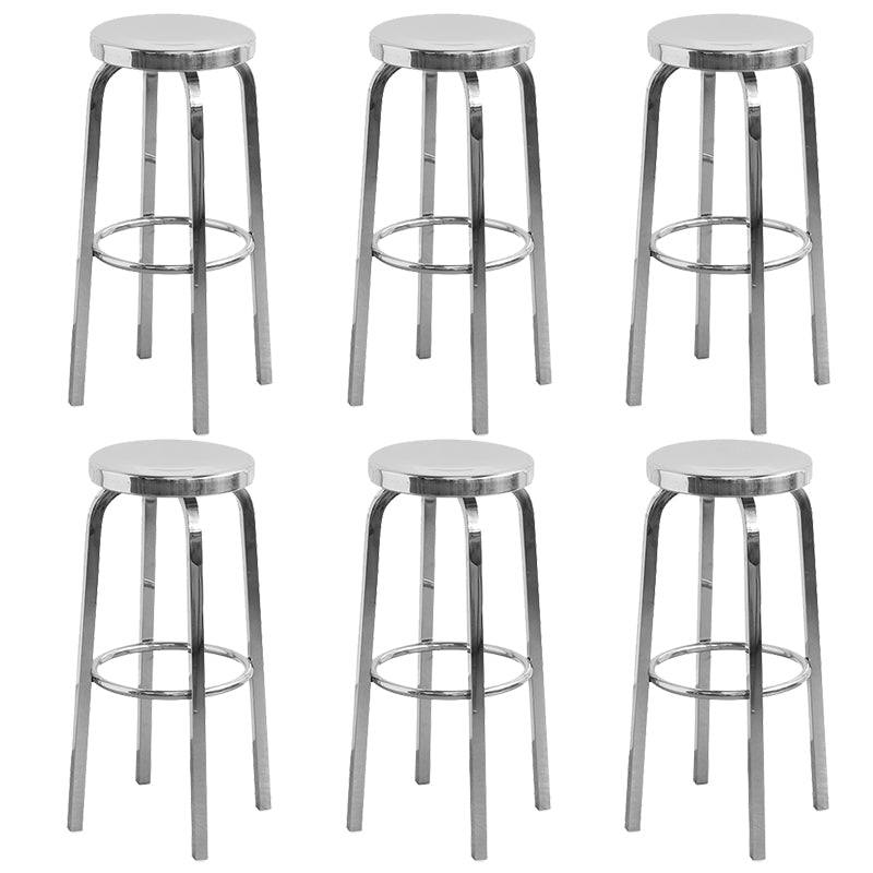 Industrial Stainless Steel Counter Stool Round Backless Bar Stool with Footrest