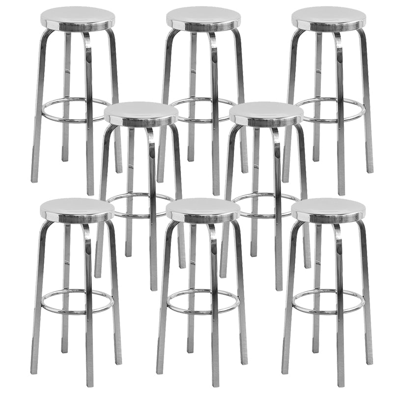 Industrial Stainless Steel Counter Stool Round Backless Bar Stool with Footrest
