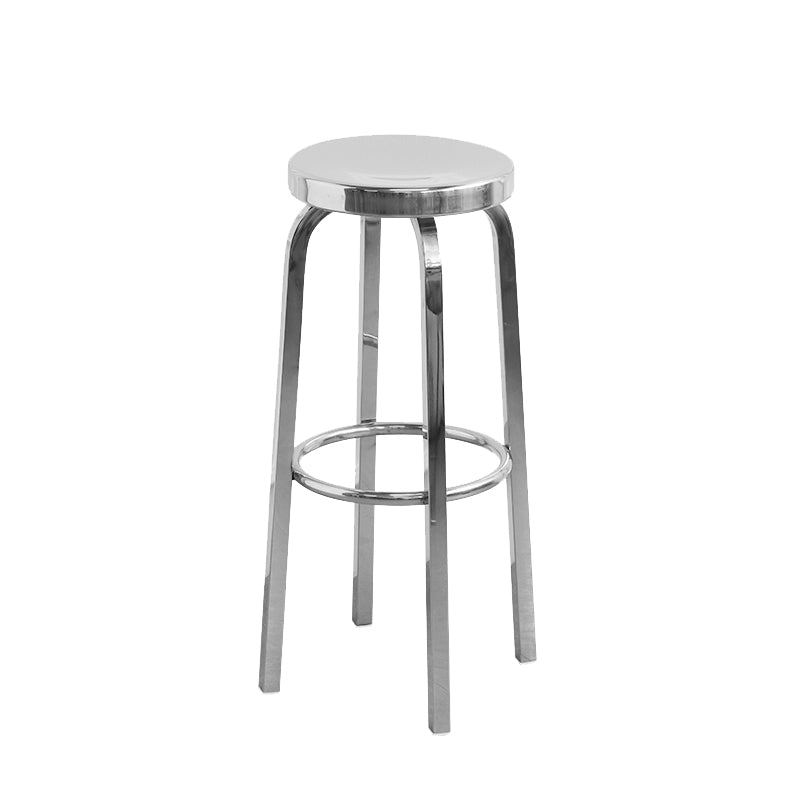 Industrial Stainless Steel Counter Stool Round Backless Bar Stool with Footrest