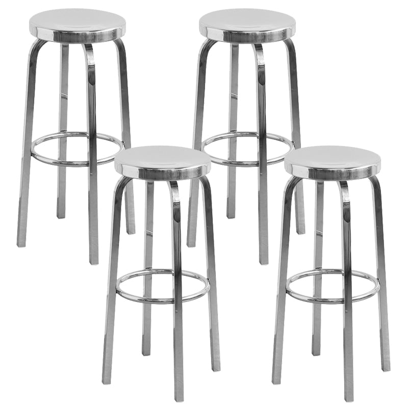 Industrial Stainless Steel Counter Stool Round Backless Bar Stool with Footrest