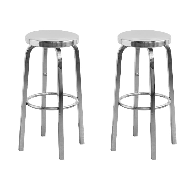 Industrial Stainless Steel Counter Stool Round Backless Bar Stool with Footrest