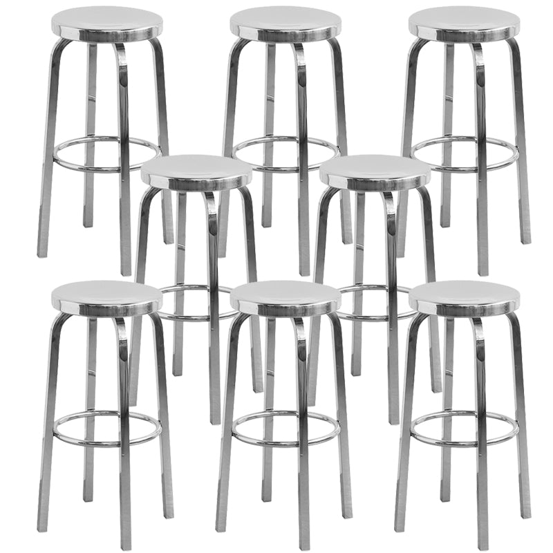 Industrial Stainless Steel Counter Stool Round Backless Bar Stool with Footrest