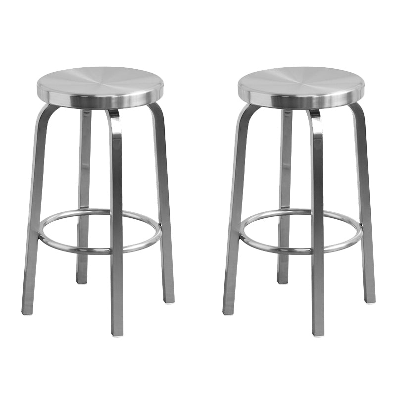 Industrial Stainless Steel Counter Stool Round Backless Bar Stool with Footrest