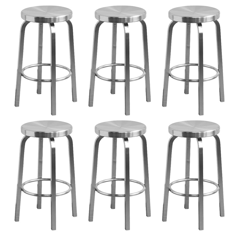 Industrial Stainless Steel Counter Stool Round Backless Bar Stool with Footrest