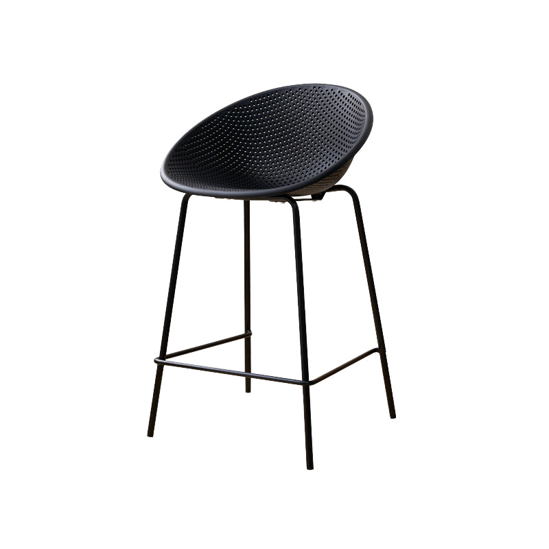 Nordic Backrest Counter Stool with Metal Base Plastic Armless Bar Chair with 4 Legs
