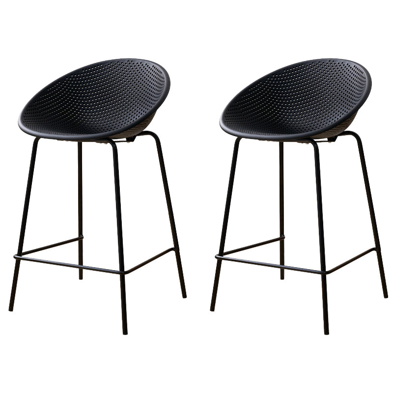 Nordic Backrest Counter Stool with Metal Base Plastic Armless Bar Chair with 4 Legs
