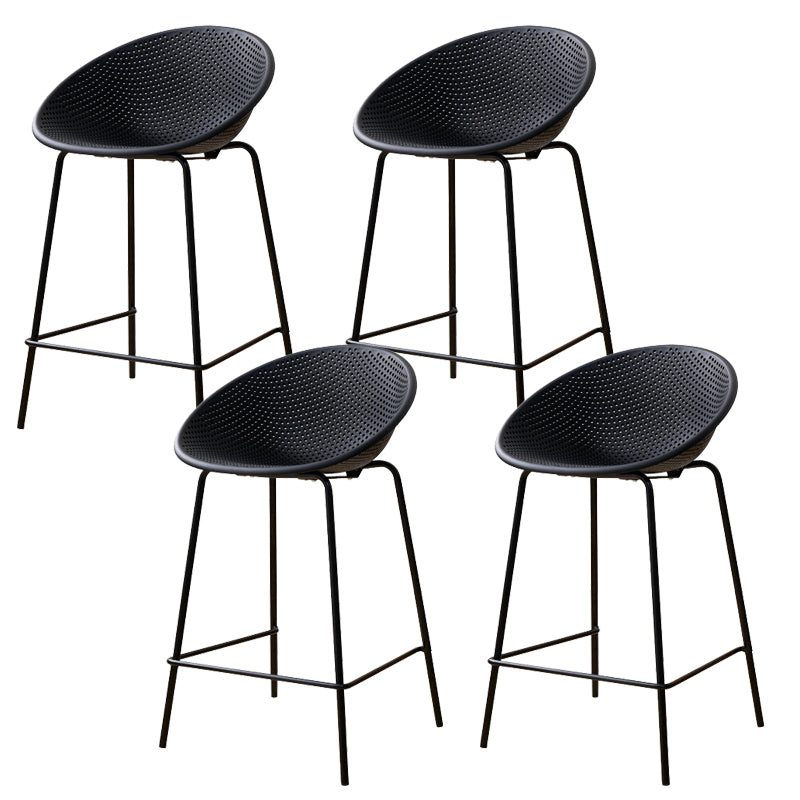 Nordic Backrest Counter Stool with Metal Base Plastic Armless Bar Chair with 4 Legs