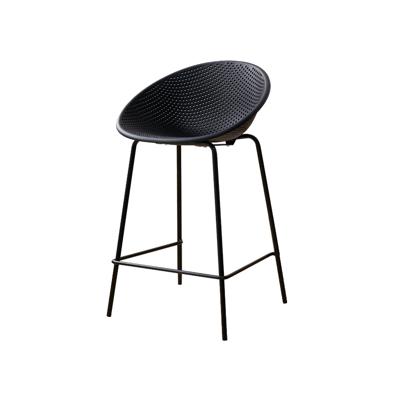 Nordic Backrest Counter Stool with Metal Base Plastic Armless Bar Chair with 4 Legs