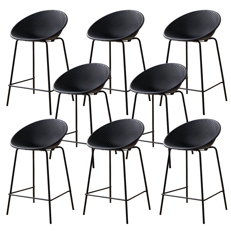 Nordic Backrest Counter Stool with Metal Base Plastic Armless Bar Chair with 4 Legs