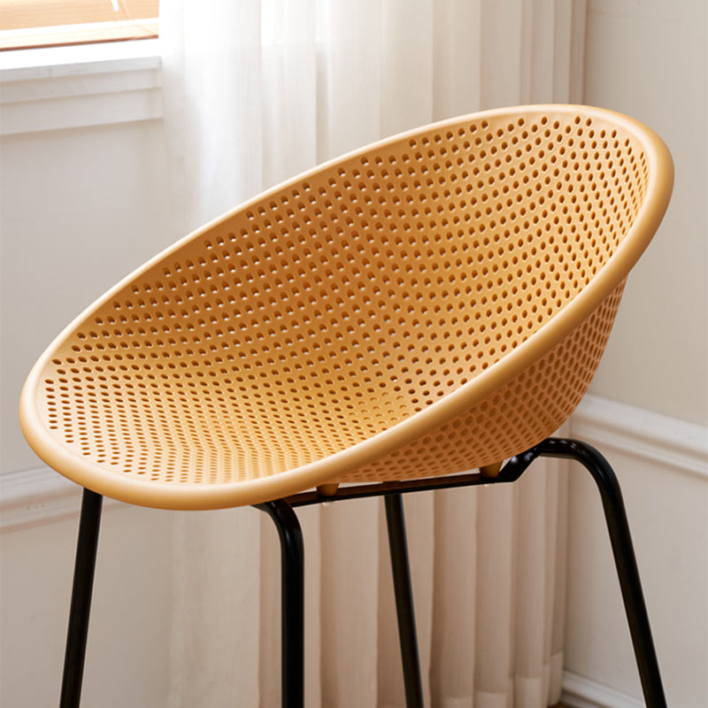 Nordic Backrest Counter Stool with Metal Base Plastic Armless Bar Chair with 4 Legs