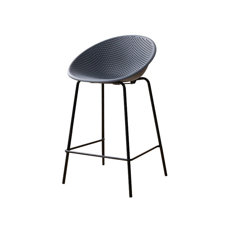 Nordic Backrest Counter Stool with Metal Base Plastic Armless Bar Chair with 4 Legs