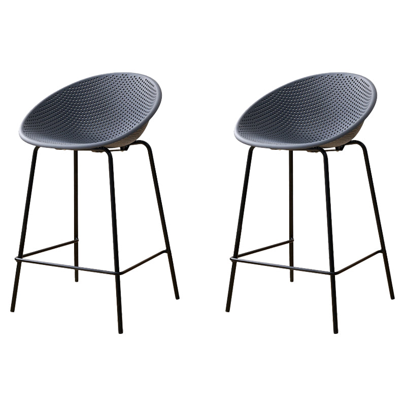 Nordic Backrest Counter Stool with Metal Base Plastic Armless Bar Chair with 4 Legs