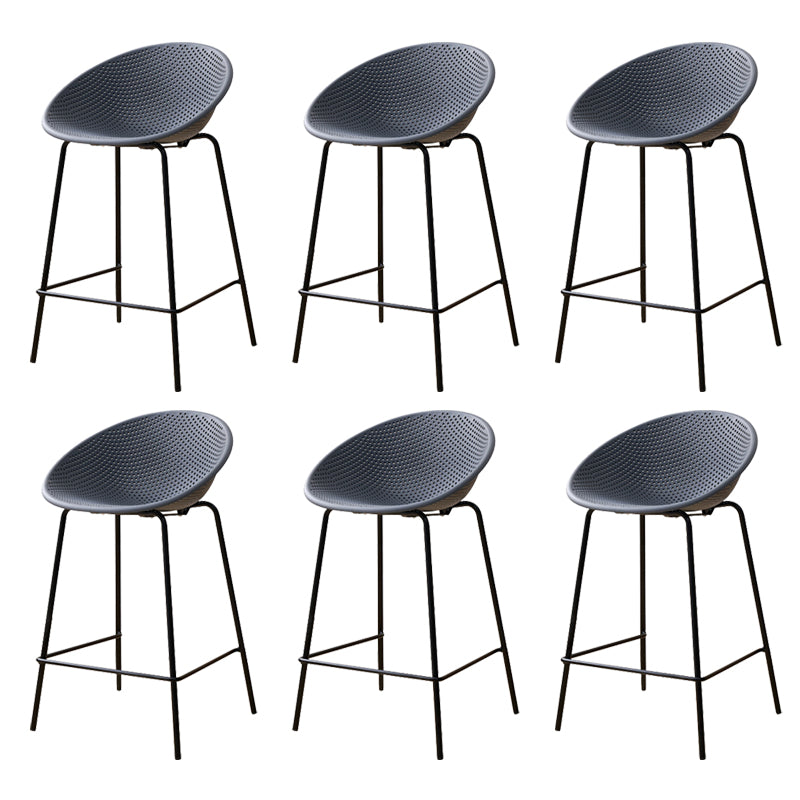 Nordic Backrest Counter Stool with Metal Base Plastic Armless Bar Chair with 4 Legs