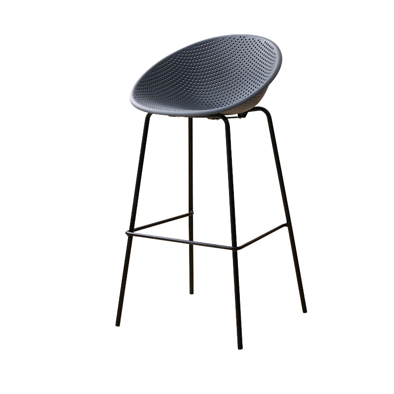 Nordic Backrest Counter Stool with Metal Base Plastic Armless Bar Chair with 4 Legs