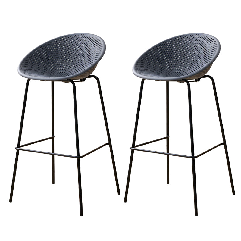 Nordic Backrest Counter Stool with Metal Base Plastic Armless Bar Chair with 4 Legs