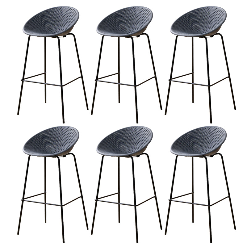 Nordic Backrest Counter Stool with Metal Base Plastic Armless Bar Chair with 4 Legs