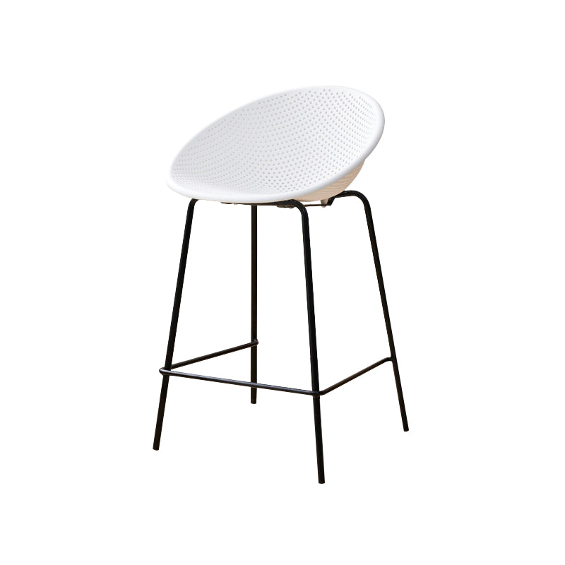 Nordic Backrest Counter Stool with Metal Base Plastic Armless Bar Chair with 4 Legs