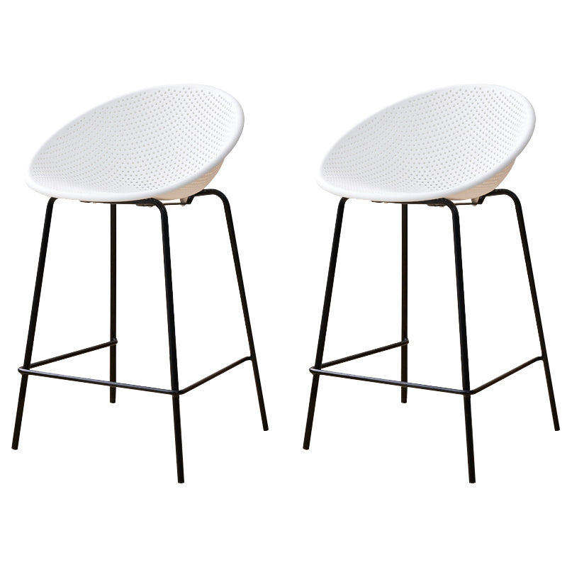 Nordic Backrest Counter Stool with Metal Base Plastic Armless Bar Chair with 4 Legs