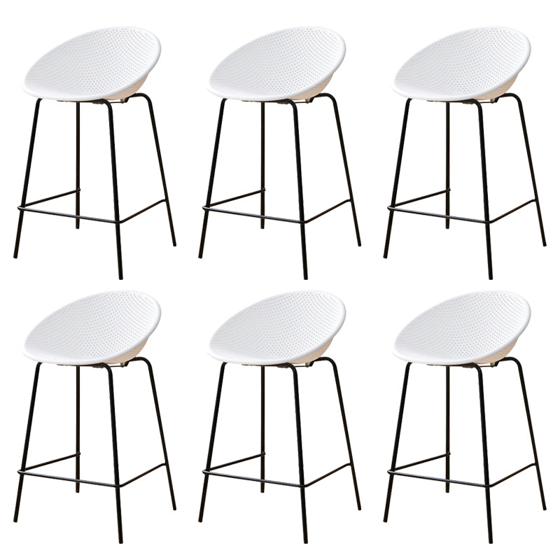 Nordic Backrest Counter Stool with Metal Base Plastic Armless Bar Chair with 4 Legs
