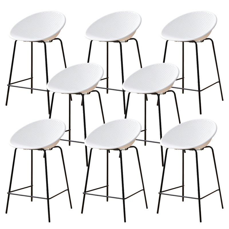 Nordic Backrest Counter Stool with Metal Base Plastic Armless Bar Chair with 4 Legs