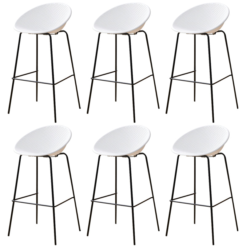 Nordic Backrest Counter Stool with Metal Base Plastic Armless Bar Chair with 4 Legs