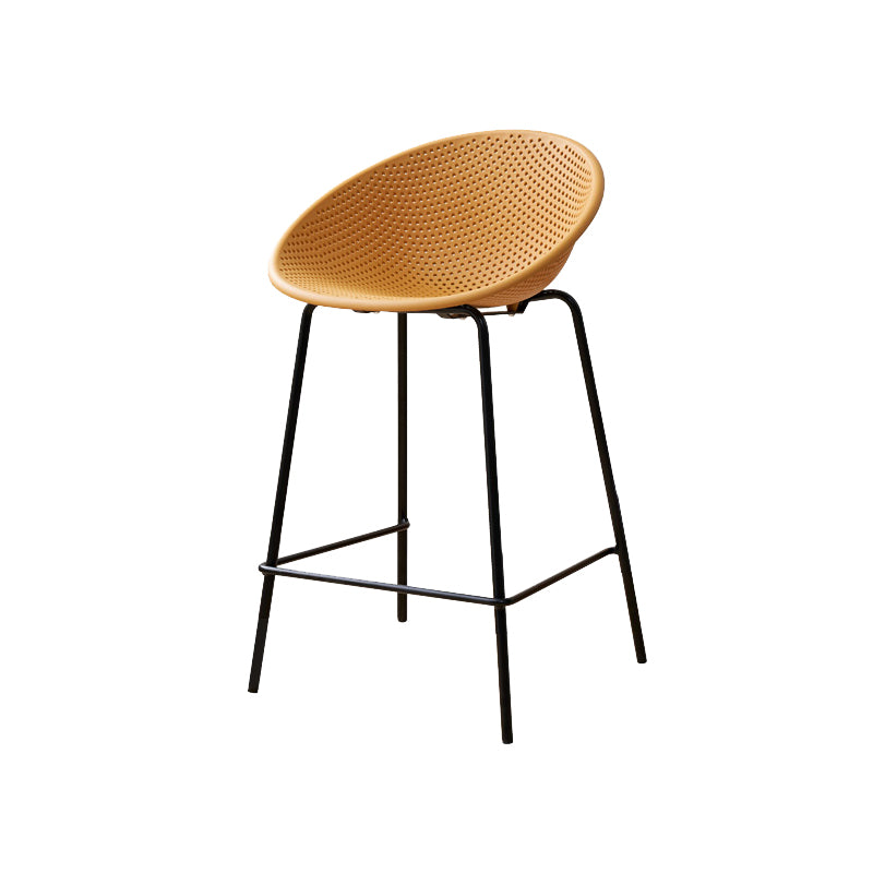 Nordic Backrest Counter Stool with Metal Base Plastic Armless Bar Chair with 4 Legs