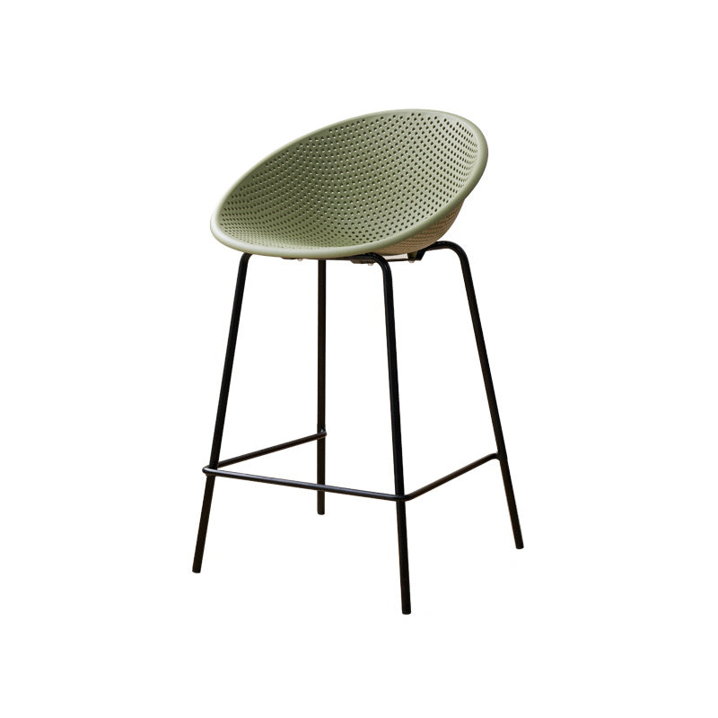 Nordic Backrest Counter Stool with Metal Base Plastic Armless Bar Chair with 4 Legs