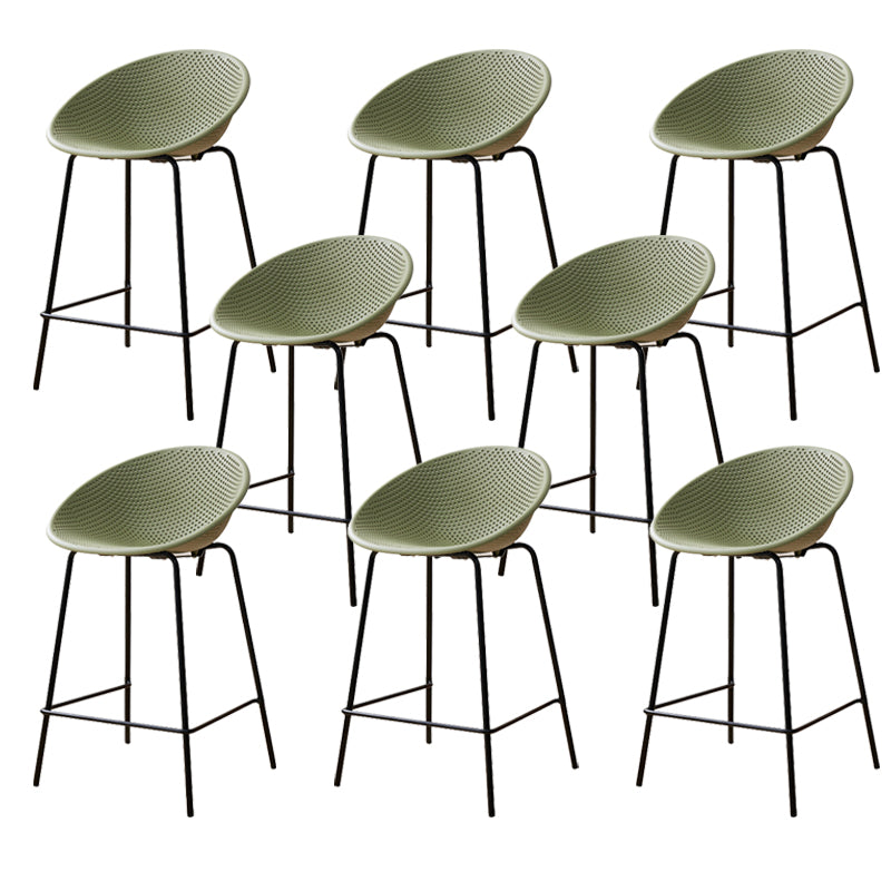 Nordic Backrest Counter Stool with Metal Base Plastic Armless Bar Chair with 4 Legs