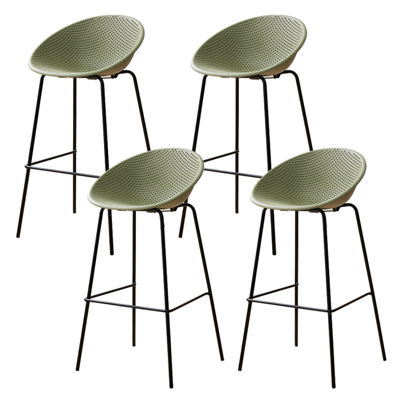 Nordic Backrest Counter Stool with Metal Base Plastic Armless Bar Chair with 4 Legs