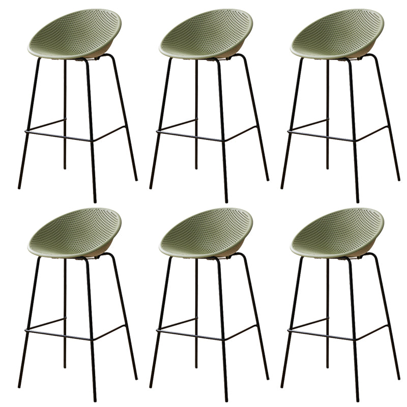 Nordic Backrest Counter Stool with Metal Base Plastic Armless Bar Chair with 4 Legs