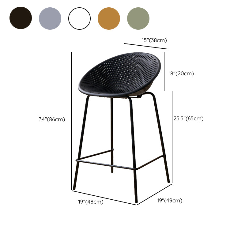 Nordic Backrest Counter Stool with Metal Base Plastic Armless Bar Chair with 4 Legs
