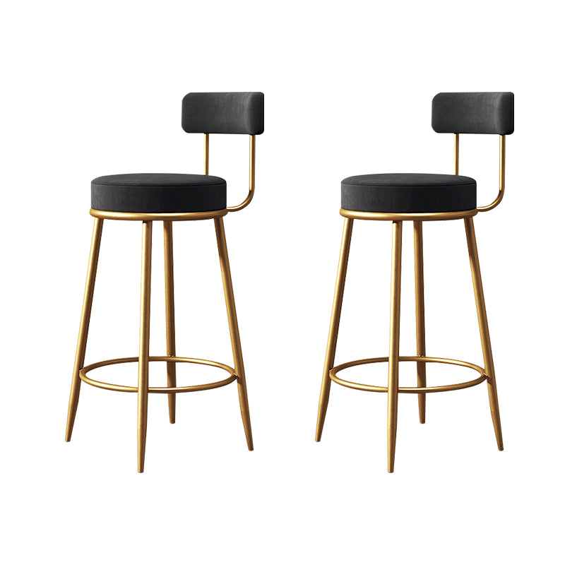 Glam Style Counter Stool Upholstered Living Room Bar Stool with Gold Frame