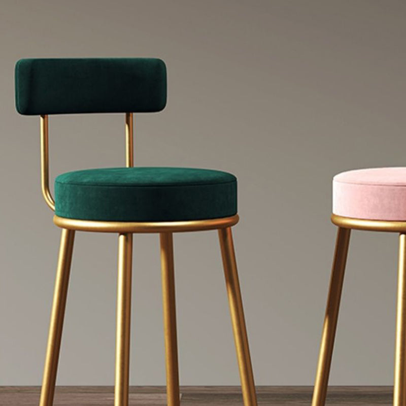 Glam Style Counter Stool Upholstered Living Room Bar Stool with Gold Frame