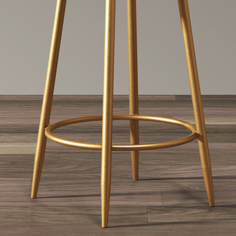 Glam Style Counter Stool Upholstered Living Room Bar Stool with Gold Frame