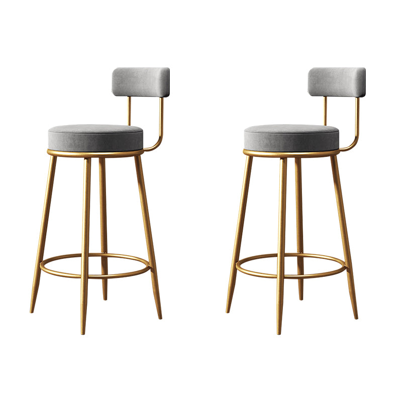 Glam Style Counter Stool Upholstered Living Room Bar Stool with Gold Frame