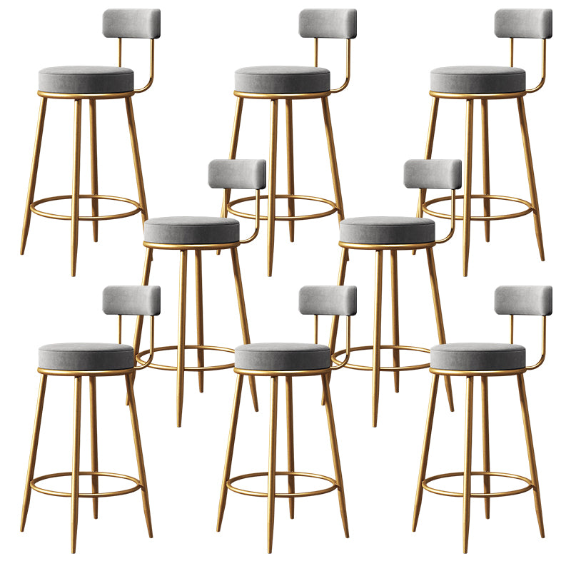 Glam Style Counter Stool Upholstered Living Room Bar Stool with Gold Frame