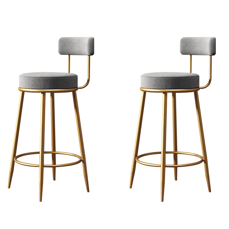 Glam Style Counter Stool Upholstered Living Room Bar Stool with Gold Frame