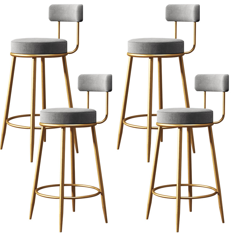 Glam Style Counter Stool Upholstered Living Room Bar Stool with Gold Frame