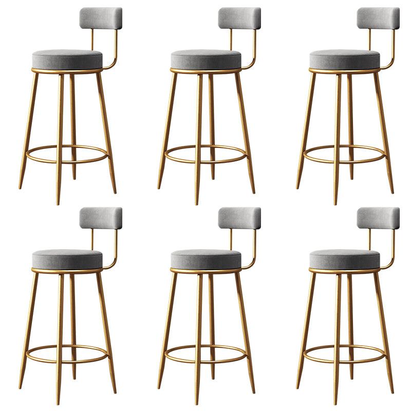 Glam Style Counter Stool Upholstered Living Room Bar Stool with Gold Frame
