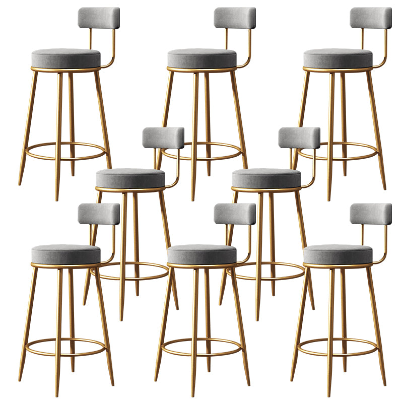 Glam Style Counter Stool Upholstered Living Room Bar Stool with Gold Frame