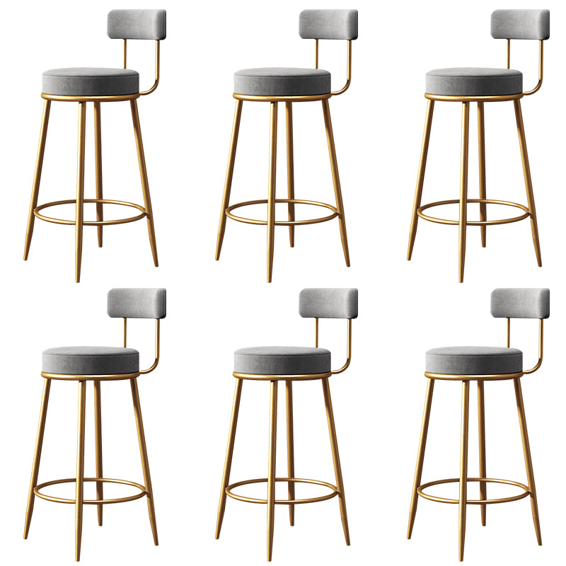 Glam Style Counter Stool Upholstered Living Room Bar Stool with Gold Frame