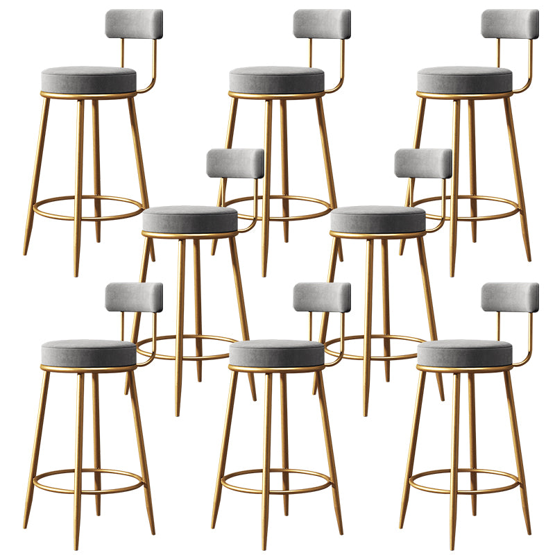 Glam Style Counter Stool Upholstered Living Room Bar Stool with Gold Frame