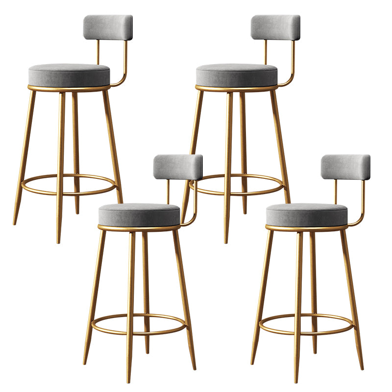 Glam Style Counter Stool Upholstered Living Room Bar Stool with Gold Frame