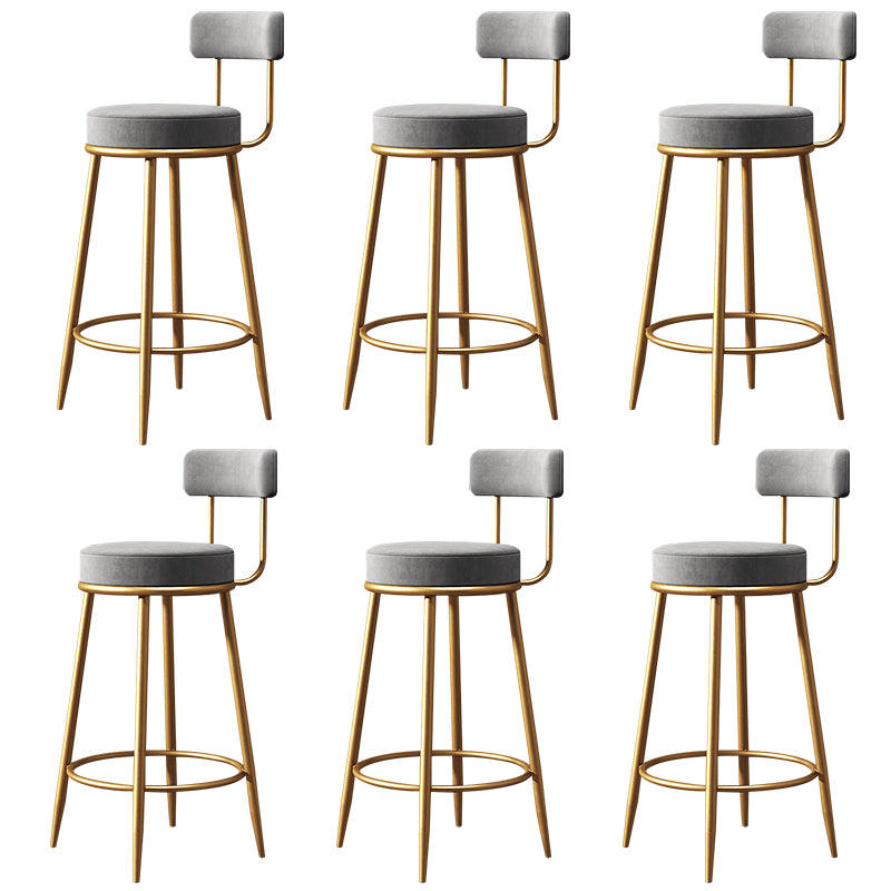 Glam Style Counter Stool Upholstered Living Room Bar Stool with Gold Frame