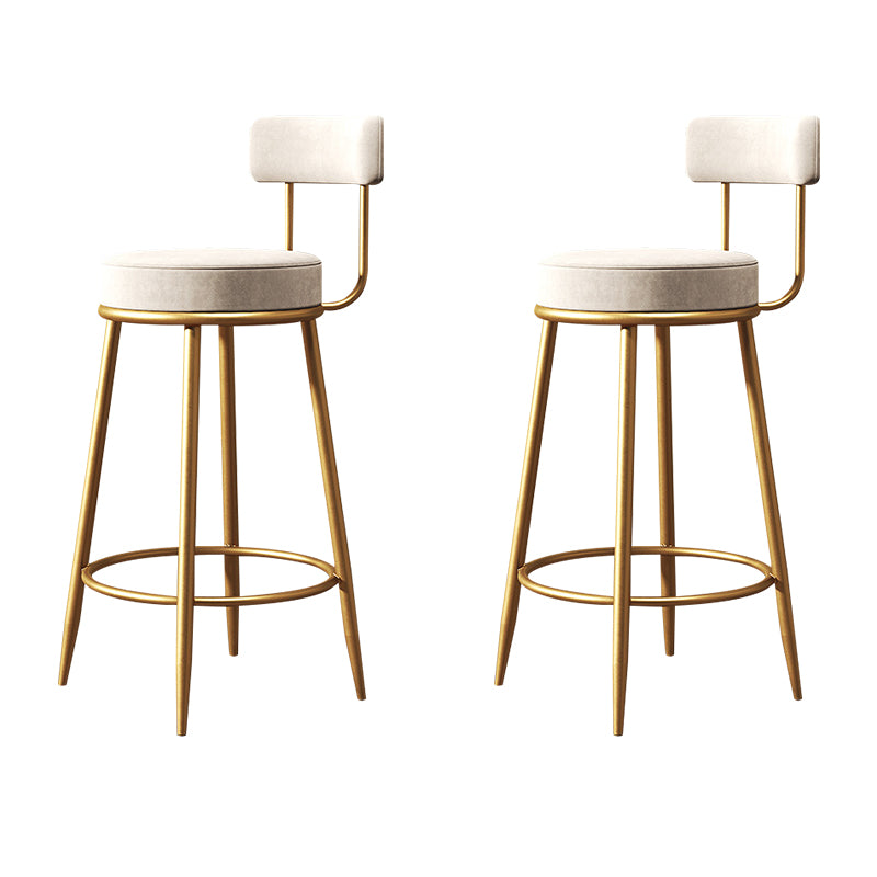 Glam Style Counter Stool Upholstered Living Room Bar Stool with Gold Frame