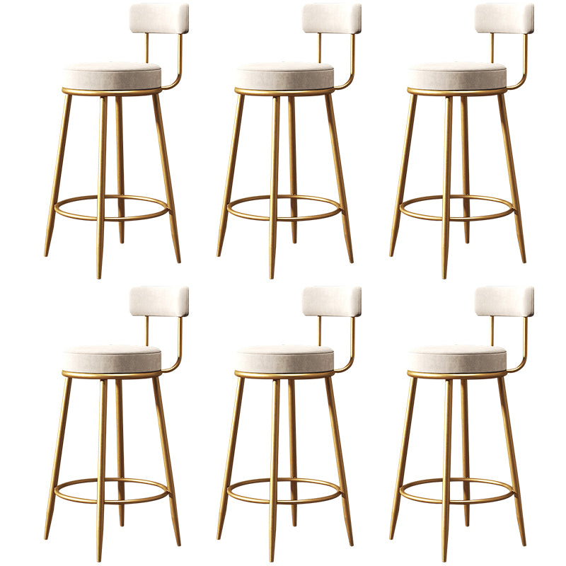 Glam Style Counter Stool Upholstered Living Room Bar Stool with Gold Frame