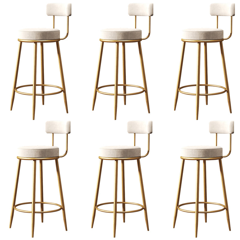Glam Style Counter Stool Upholstered Living Room Bar Stool with Gold Frame
