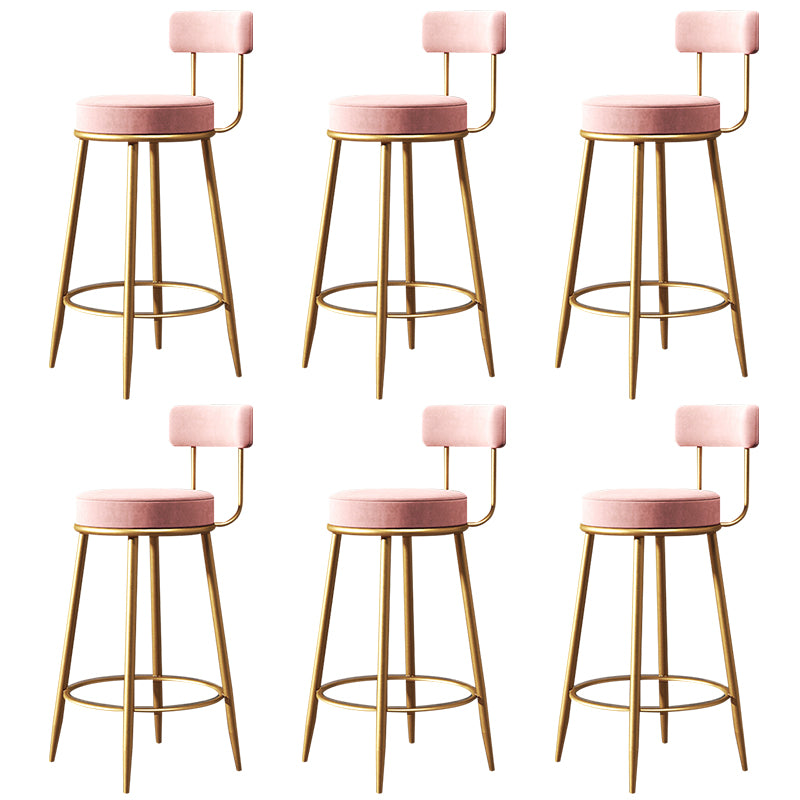 Glam Style Counter Stool Upholstered Living Room Bar Stool with Gold Frame