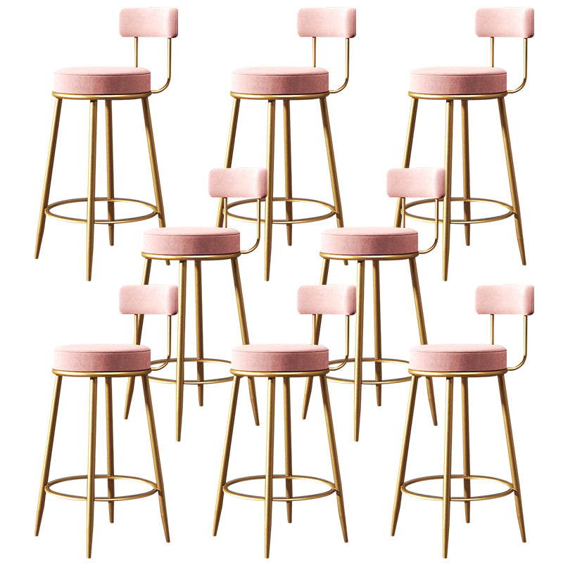 Glam Style Counter Stool Upholstered Living Room Bar Stool with Gold Frame